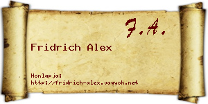 Fridrich Alex névjegykártya